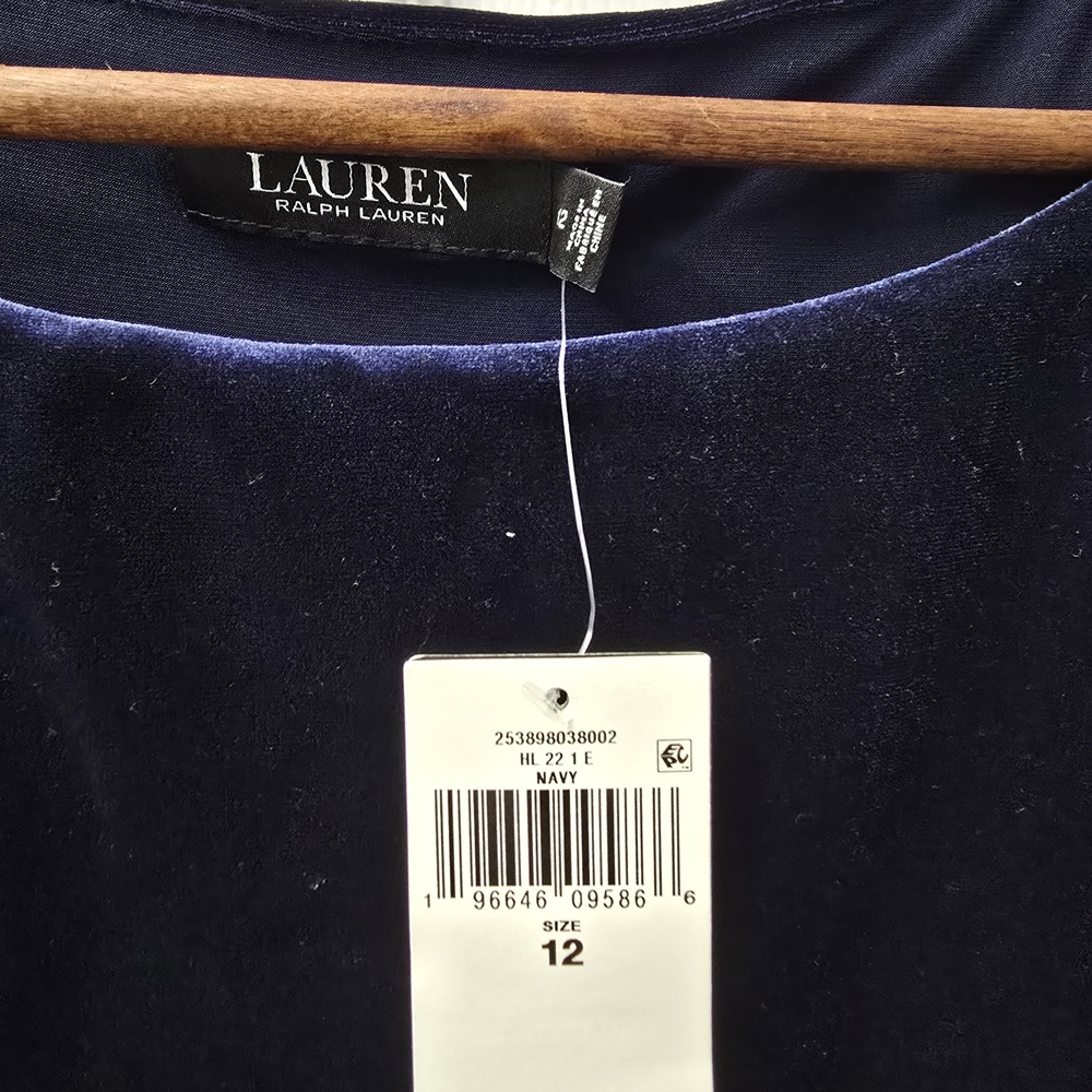 Ralph Lauren Navy Blue Velvet Dress. NWT! - Picture 6 of 12